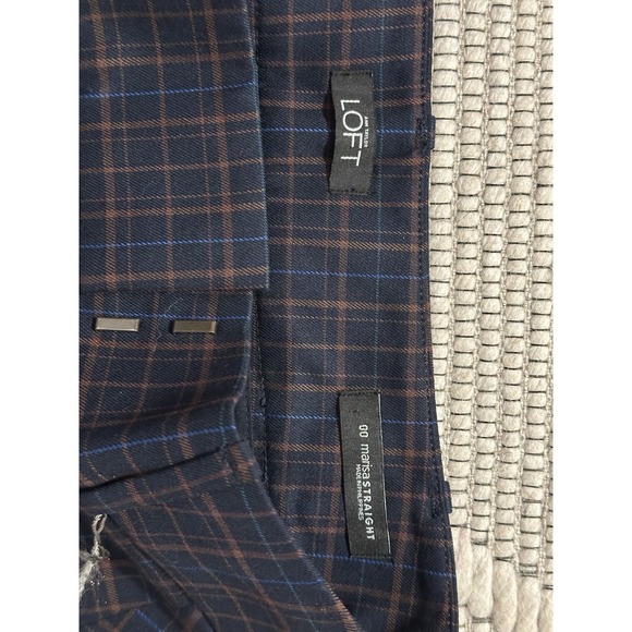 Ann Taylor Loft, Women's Marissa Straight Pants (2),Houndstooth & Blue Plaid, 00 - Picture 5 of 8